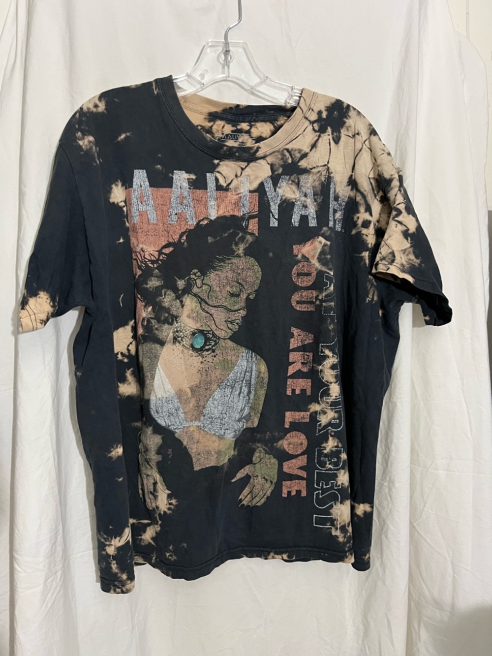 Aaliyah Black & Tan Tie-Dye Graphic Tee